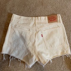 White High Waisted Levi Jean Shorts